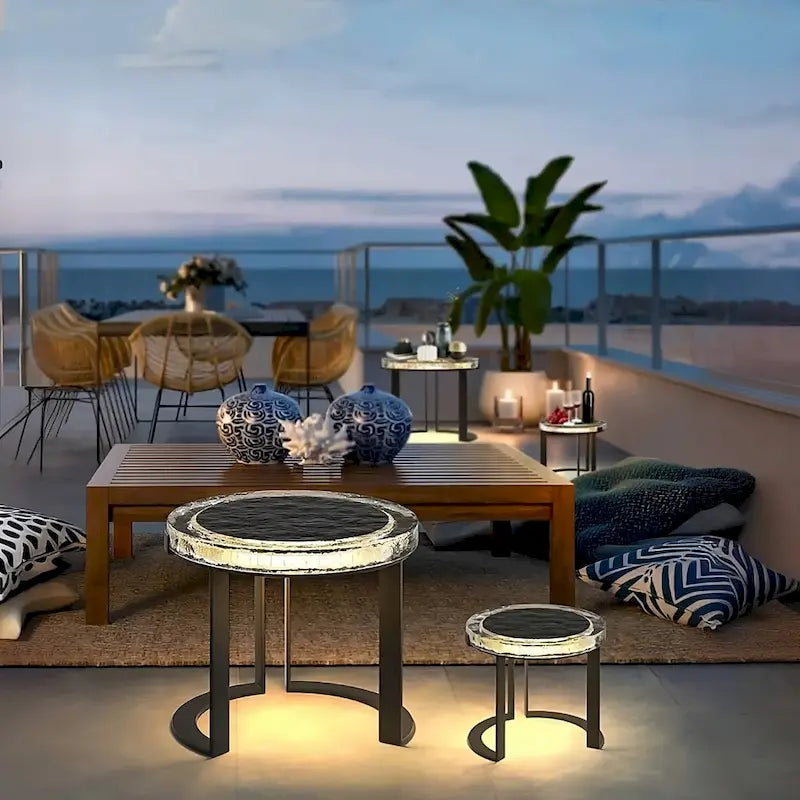 Outdoor Solar Powered LED Garden Side Table
