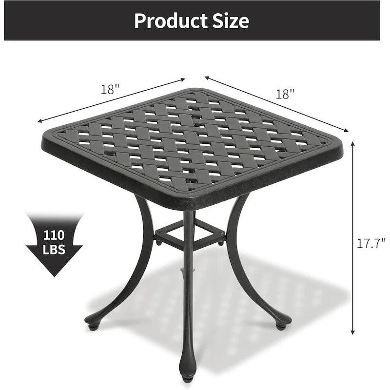 Table d'appoint d'extérieur en aluminium