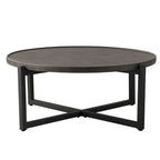COSIEST Table basse ronde d'extérieur en métal gris foncé