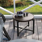 COSIEST Table basse ronde d'extérieur en métal gris foncé