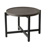 COSIEST Table basse ronde d'extérieur en métal gris foncé