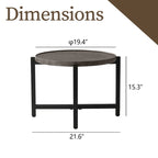 COSIEST Table basse ronde d'extérieur en métal gris foncé