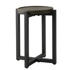 COSIEST Table basse ronde d'extérieur en métal gris foncé