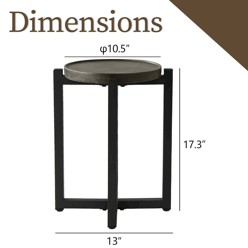 COSIEST Table basse ronde d'extérieur en métal gris foncé