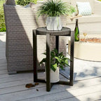 COSIEST Table basse ronde d'extérieur en métal gris foncé