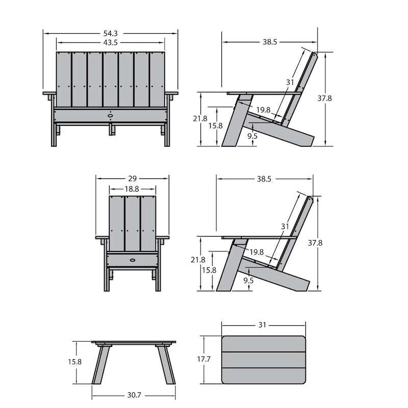 Ensemble de conversation Adirondack moderne Italica