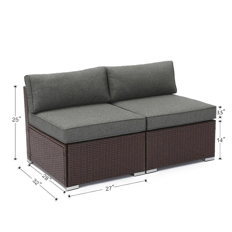 Ensemble de 2 chaises sans accoudoirs COSIEST avec oreillers pour l'extérieur