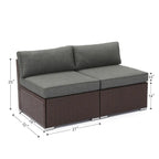 Ensemble de 2 chaises sans accoudoirs COSIEST avec oreillers pour l'extérieur