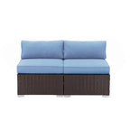 Ensemble de 2 chaises sans accoudoirs COSIEST avec oreillers pour l'extérieur