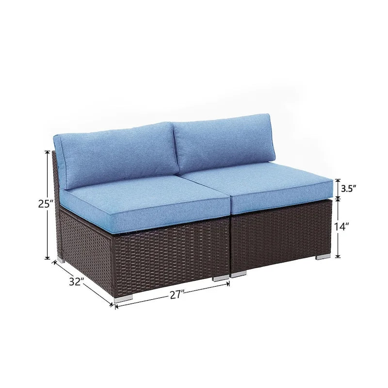 Ensemble de 2 chaises sans accoudoirs COSIEST avec oreillers pour l'extérieur