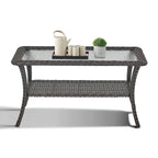 Outdoor Wicker Coffee Table with Glass Top