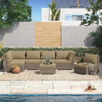 Corvus Oreanne 7-piece Patio Rattan Sectional Conversation Set