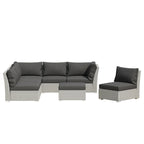 Ensemble de conversation en rotin de 7 pièces Corvus Oreanne pour patio