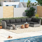 Ensemble de conversation en rotin de 7 pièces Corvus Oreanne pour patio
