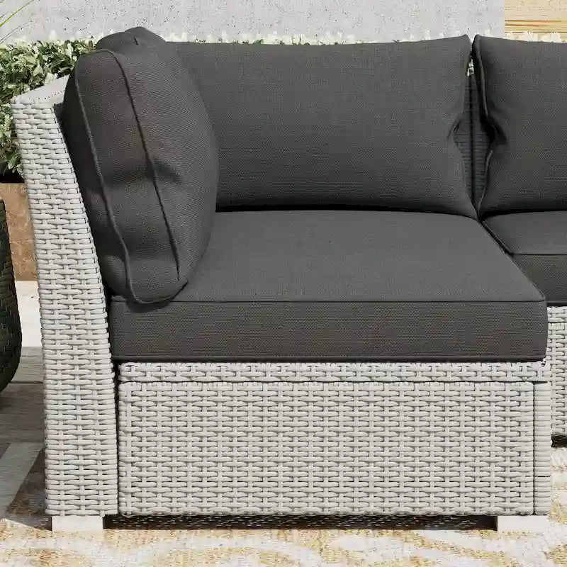 Ensemble de conversation en rotin de 7 pièces Corvus Oreanne pour patio