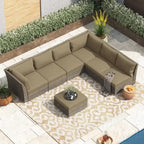 Ensemble de conversation en rotin de 7 pièces Corvus Oreanne pour patio