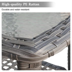 Table d'appoint de patio en osier XIZZI avec plateau en verre trempé