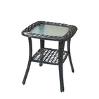 Table d'appoint de patio en osier XIZZI avec plateau en verre trempé