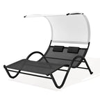 Lit de Repos Double d'Extérieur avec Auvent et Roues - 184,99 P 137,99 L 166 H