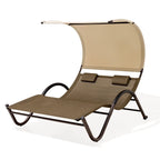 Lit de Repos Double d'Extérieur avec Auvent et Roues - 184,99 P 137,99 L 166 H