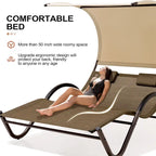 Lit de Repos Double d'Extérieur avec Auvent et Roues - 184,99 P 137,99 L 166 H