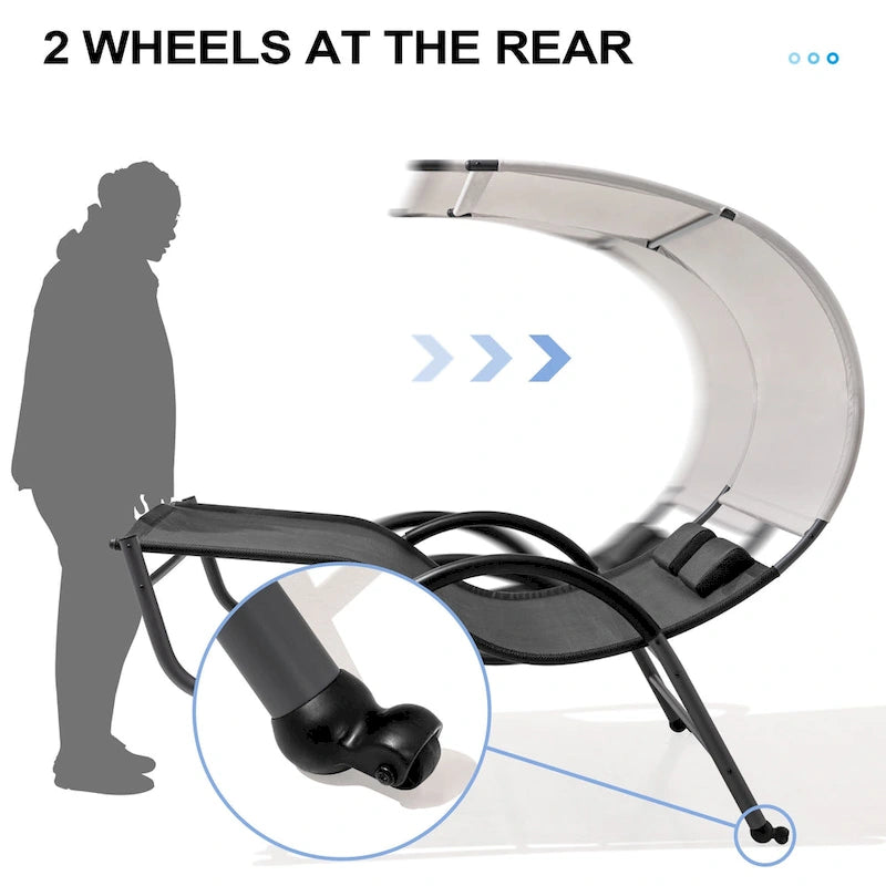 Lit de Repos Double d'Extérieur avec Auvent et Roues - 184,99 P 137,99 L 166 H
