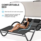 Lit de Repos Double d'Extérieur avec Auvent et Roues - 184,99 P 137,99 L 166 H