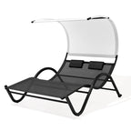 Lit de Repos Double d'Extérieur avec Auvent et Roues - 184,99 P 137,99 L 166 H