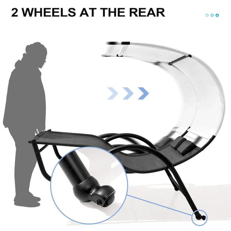 Lit de Repos Double d'Extérieur avec Auvent et Roues - 184,99 P 137,99 L 166 H