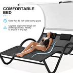 Lit de Repos Double d'Extérieur avec Auvent et Roues - 184,99 P 137,99 L 166 H