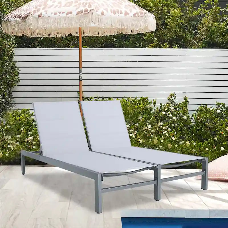 Double transat de jardin en aluminium avec dossier réglable