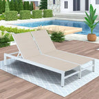 Double Chaise Lounge Outdoor Aluminum Adjustable Back Recliner Chair