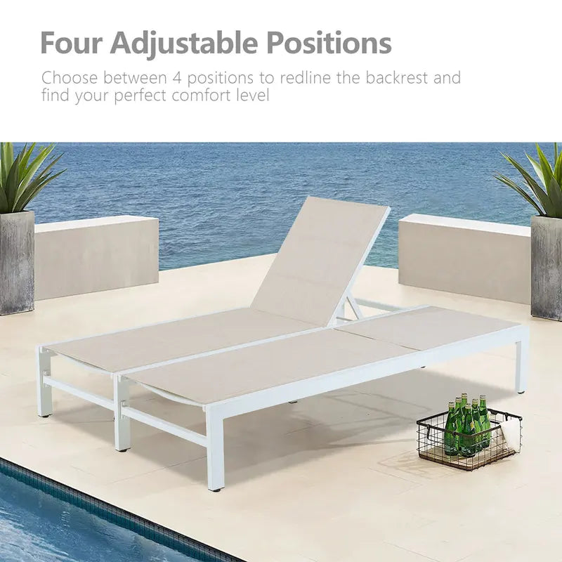Double transat de jardin en aluminium avec dossier réglable