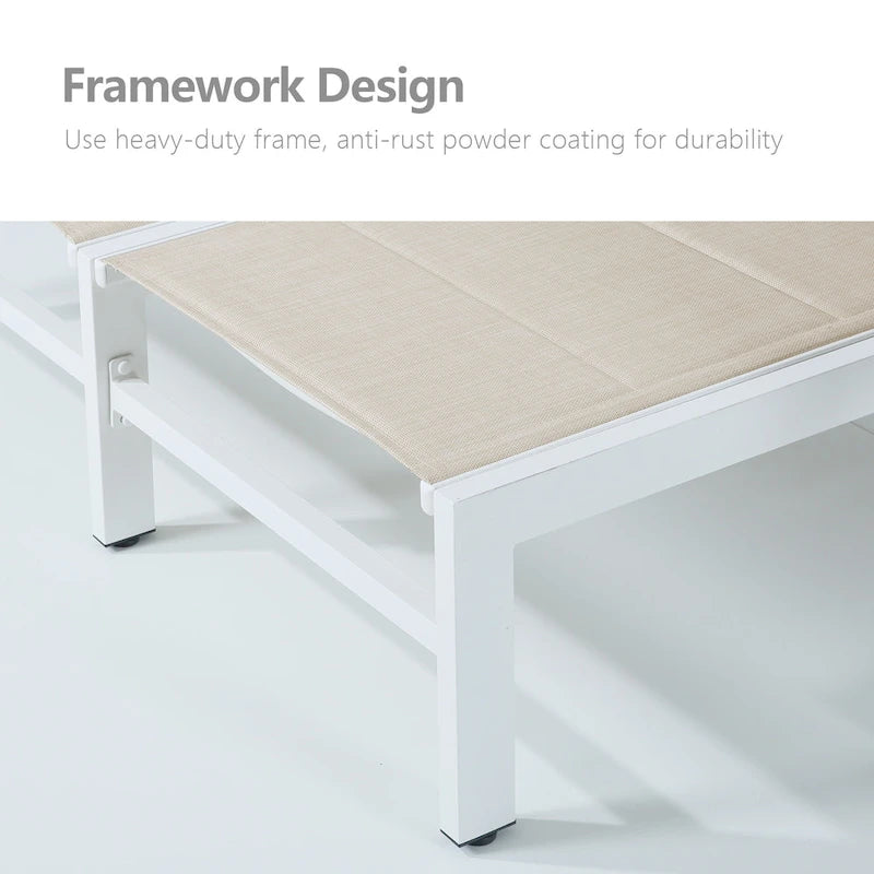 Double transat de jardin en aluminium avec dossier réglable