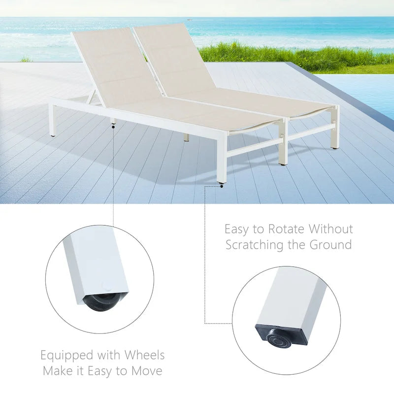 Double transat de jardin en aluminium avec dossier réglable