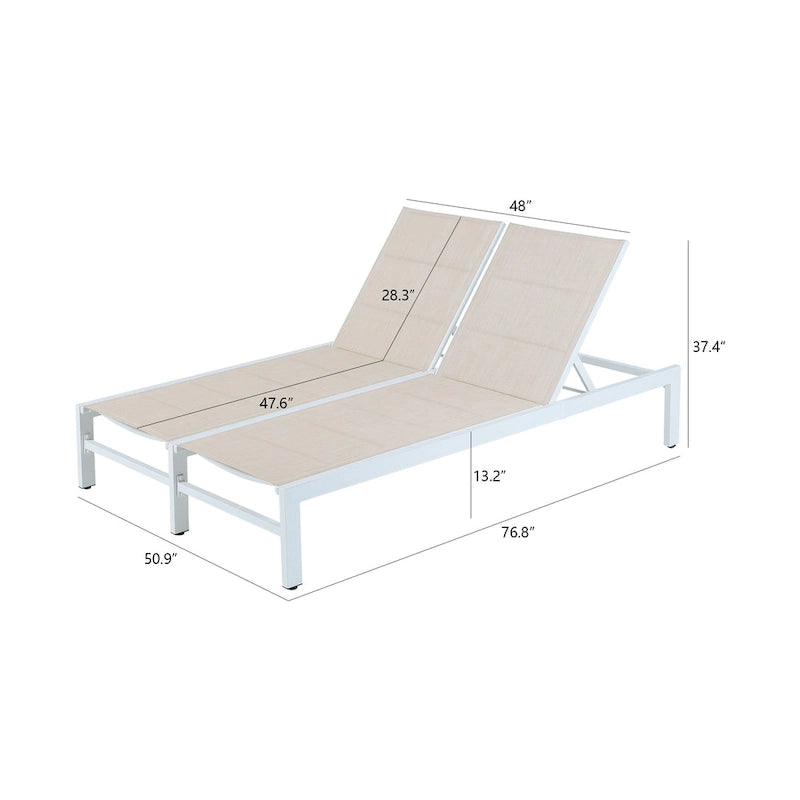 Double transat de jardin en aluminium avec dossier réglable