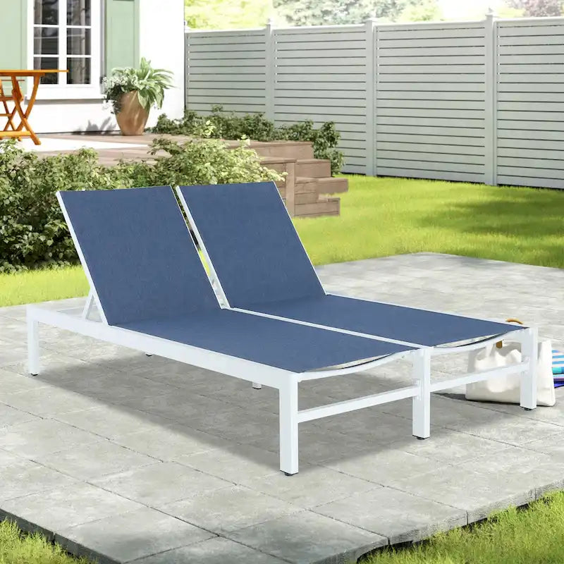 Double transat de jardin en aluminium avec dossier réglable