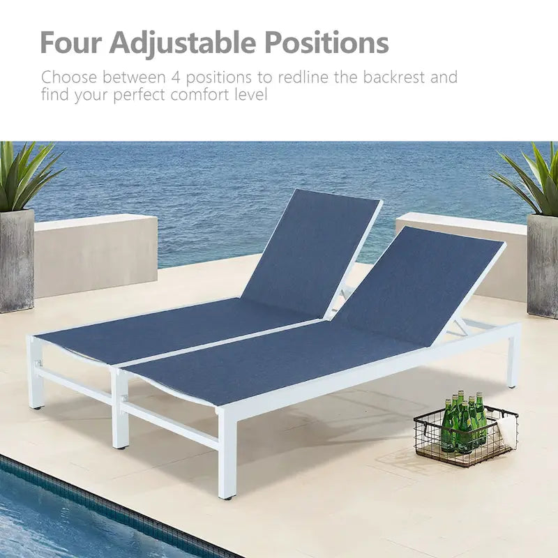 Double transat de jardin en aluminium avec dossier réglable