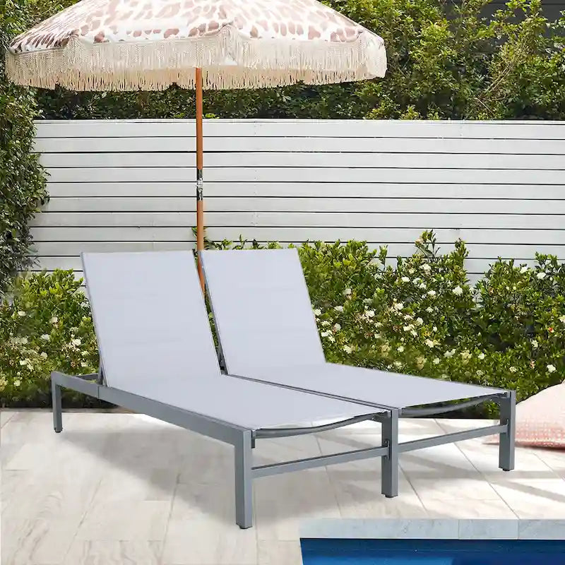Double transat de jardin en aluminium avec dossier réglable