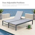 Double transat de jardin en aluminium avec dossier réglable