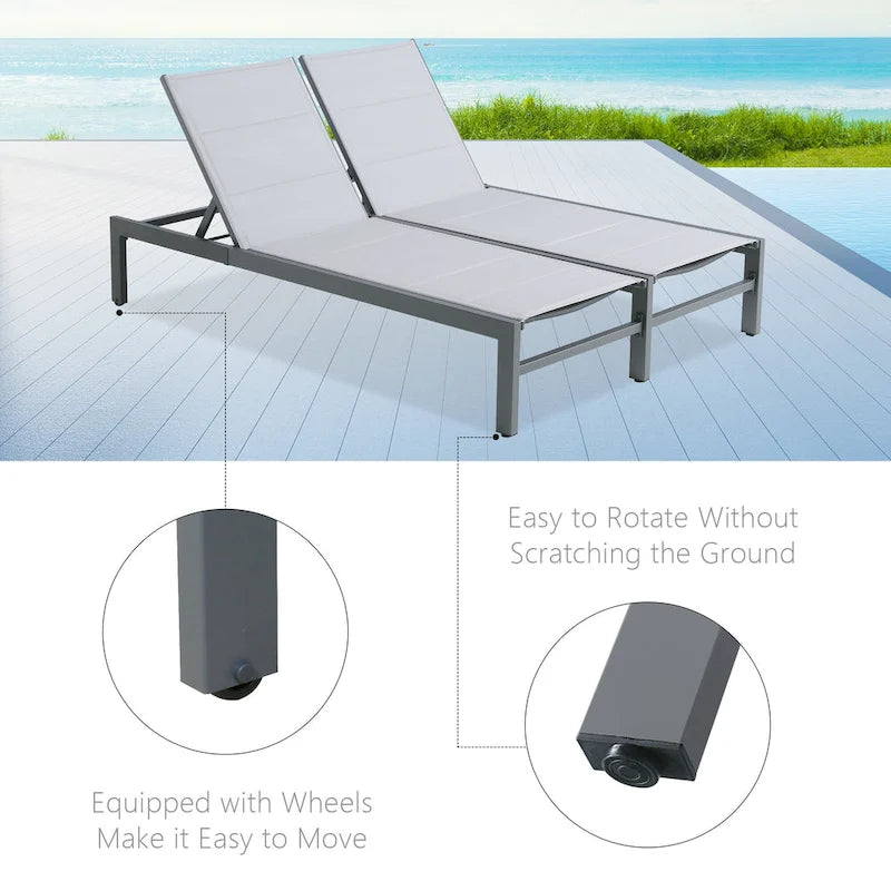 Double transat de jardin en aluminium avec dossier réglable
