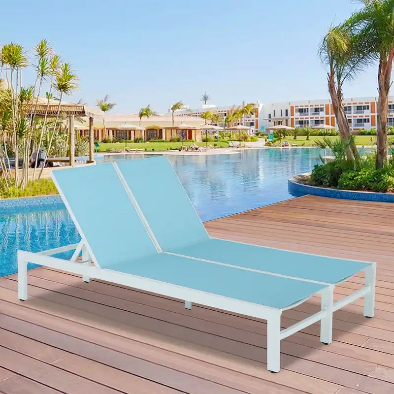Double transat de jardin en aluminium avec dossier réglable