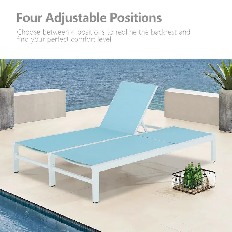 Double transat de jardin en aluminium avec dossier réglable
