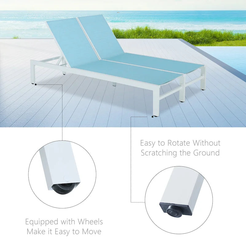 Double transat de jardin en aluminium avec dossier réglable