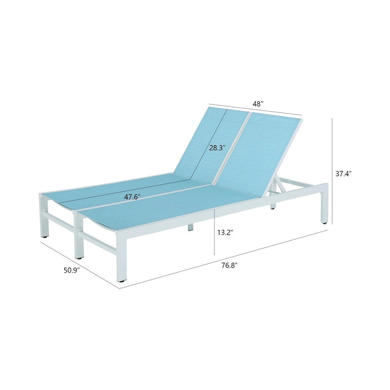 Double transat de jardin en aluminium avec dossier réglable