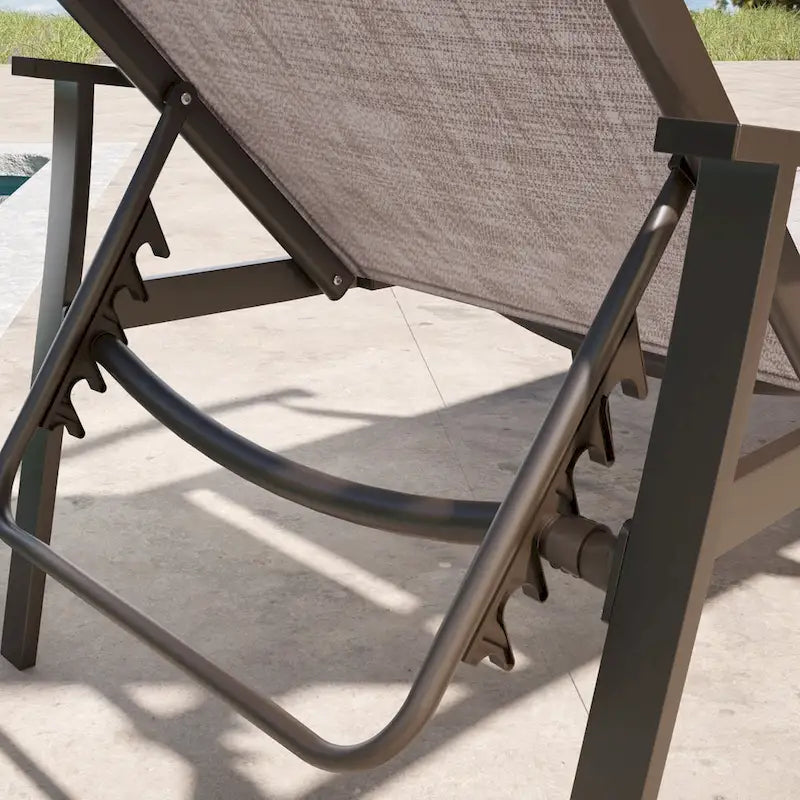 Chaise longue de jardin inclinable avec table d'appoint – Ensemble de 3 pièces