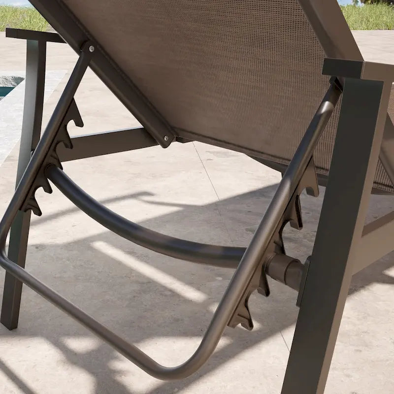Chaise longue de jardin inclinable avec table d'appoint – Ensemble de 3 pièces