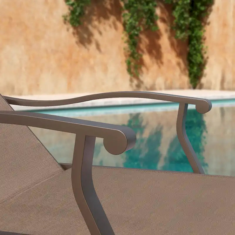 Chaise longue de jardin inclinable avec table d'appoint – Ensemble de 3 pièces