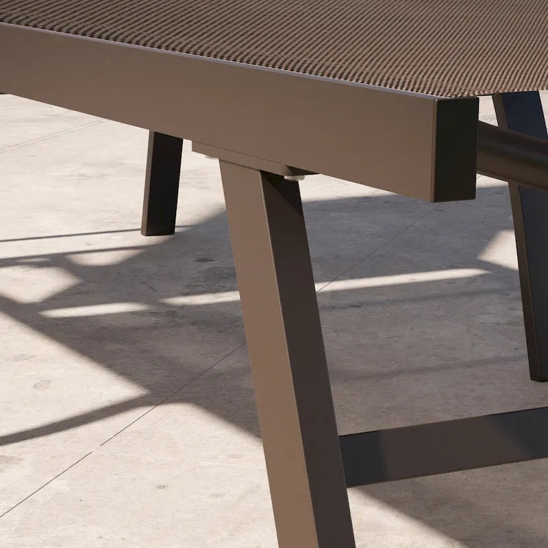 Chaise longue de jardin inclinable avec table d'appoint – Ensemble de 3 pièces