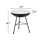 Table d'appoint de patio Corvus Sarcelles en osier tressé moderne avec plateau en verre